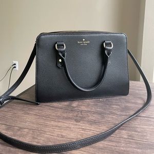 Kate Spade New York black leather handbag crossbody bag with gold hardware